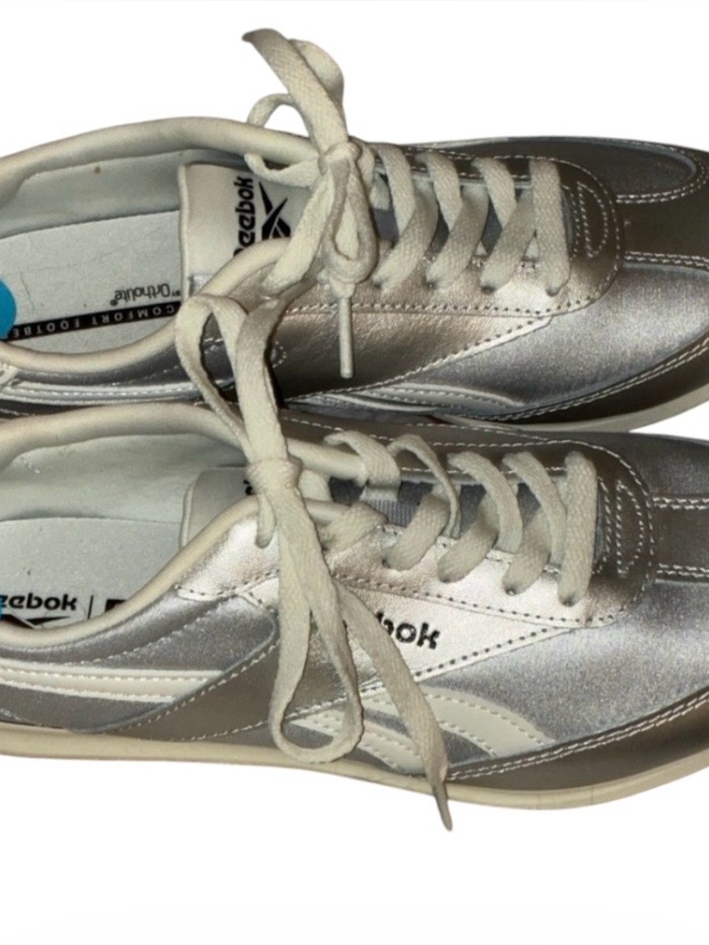 Reebok Fiori Sneakers for Women silver, and white stylish sneaker Sz 7.5